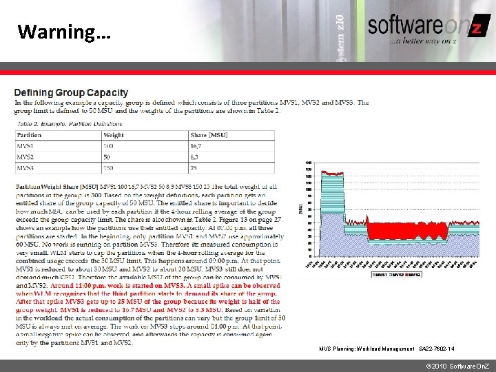 Warning… MVS Planning: Workload Management SA 22 -7602 -14 © 2010 Software. On. Z Warning… MVS Planning: Workload Management SA 22 -7602 -14 © 2010 Software. On. Z