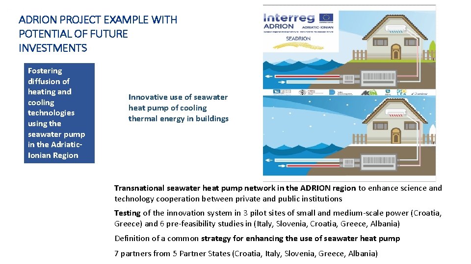 ADRION PROJECT EXAMPLE WITH POTENTIAL OF FUTURE INVESTMENTS Fostering diffusion of heating and cooling