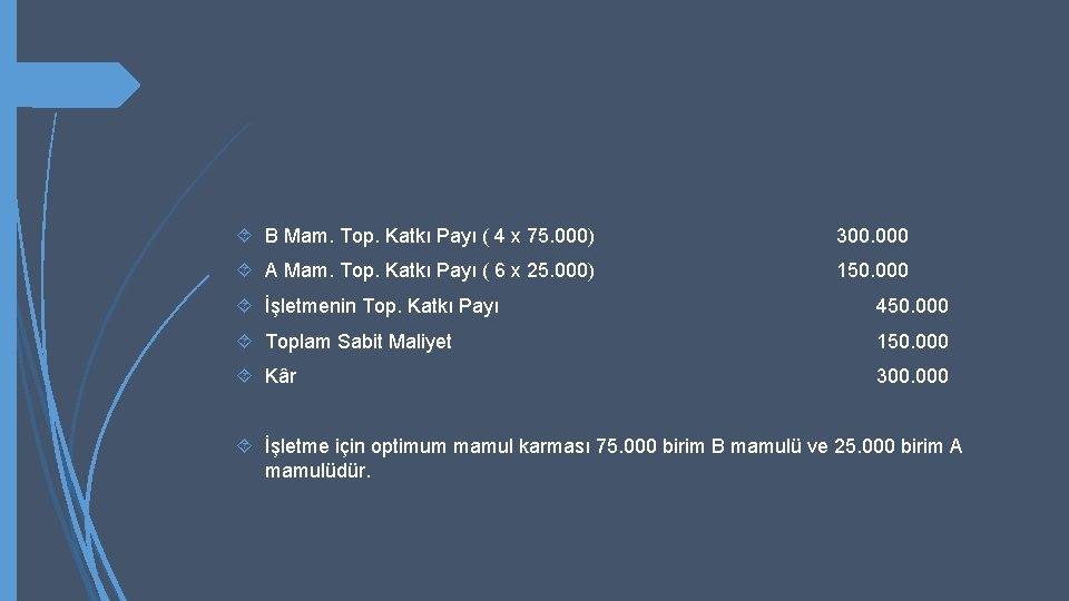  B Mam. Top. Katkı Payı ( 4 x 75. 000) 300. 000 A