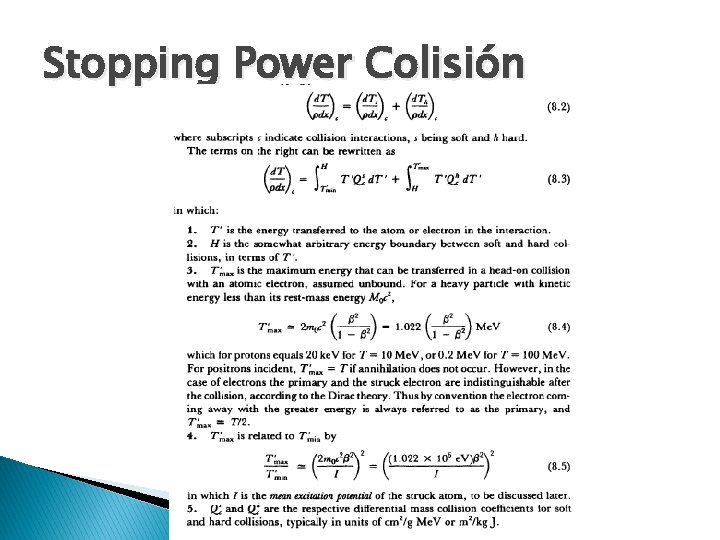 Stopping Power Colisión 