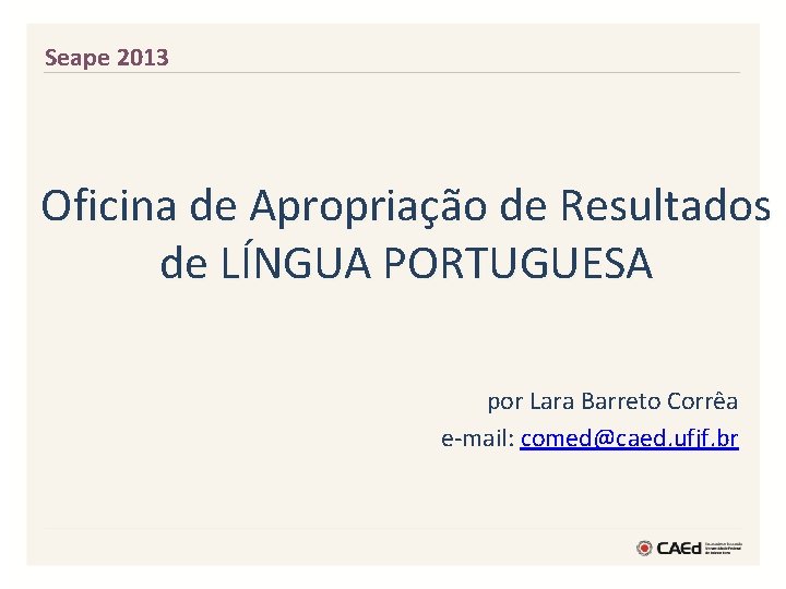 Seape 2013 Oficina de Apropriação de Resultados de LÍNGUA PORTUGUESA por Lara Barreto Corrêa