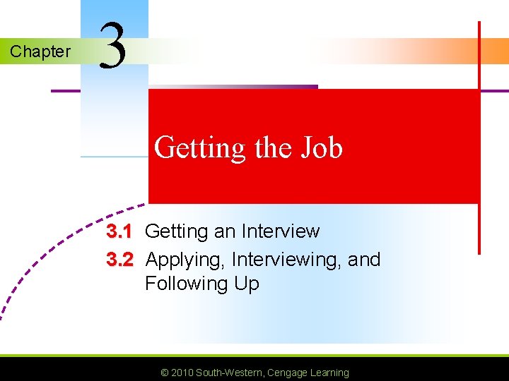 Chapter 3 Getting the Job 3. 1 Getting an Interview 3. 2 Applying, Interviewing,