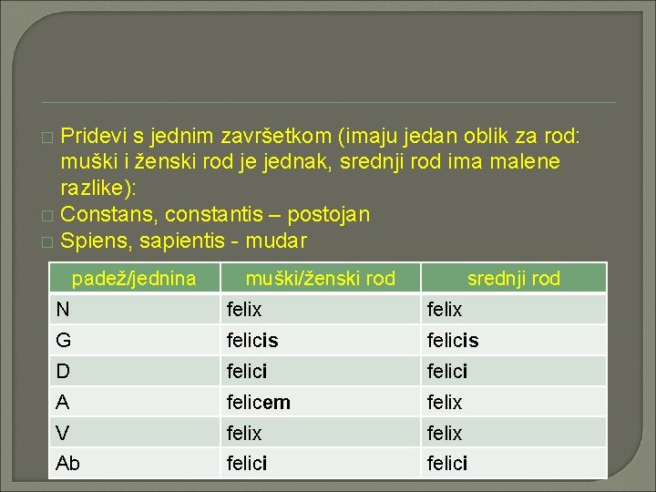 Pridevi s jednim završetkom (imaju jedan oblik za rod: muški i ženski rod je