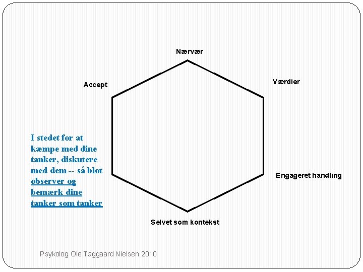 Nærvær Værdier Accept I stedet for at kæmpe med dine tanker, diskutere med dem