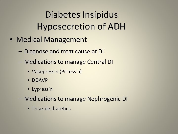 diabetes insipidus management)