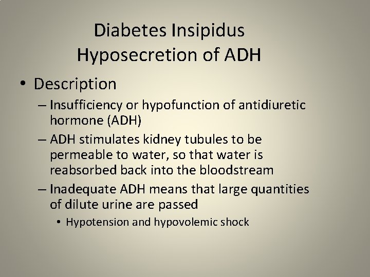 diabetes insipidus hypotension