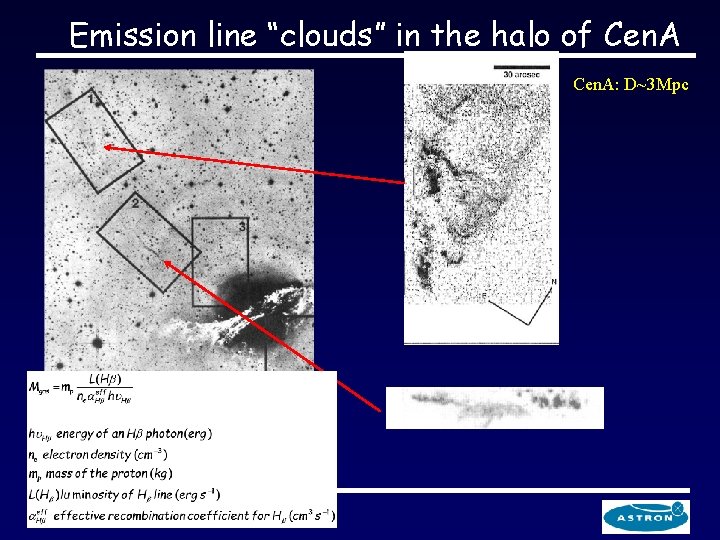 Emission line “clouds” in the halo of Cen. A: D~3 Mpc 