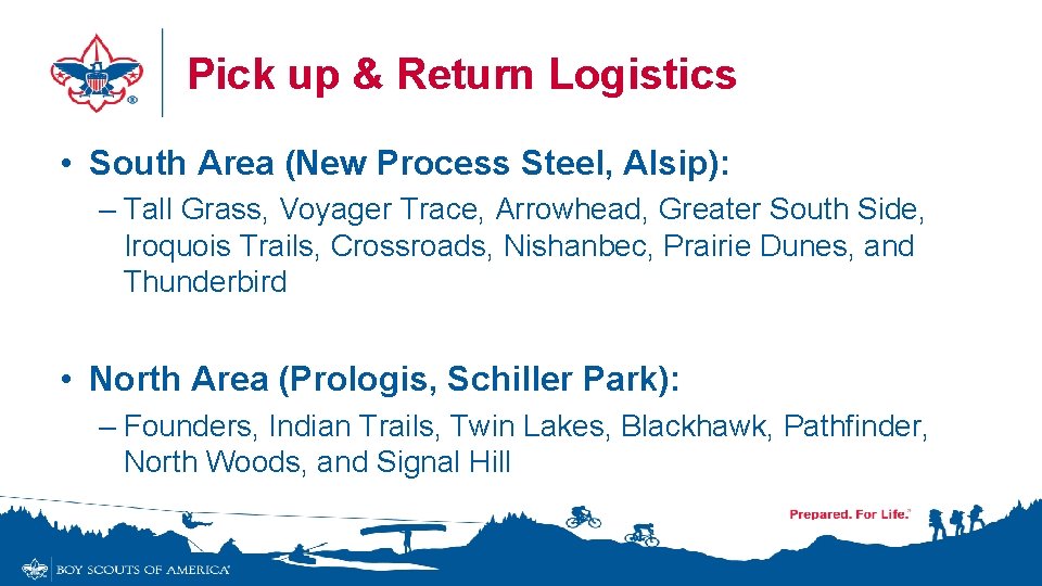 Pick up & Return Logistics • South Area (New Process Steel, Alsip): – Tall Pick up & Return Logistics • South Area (New Process Steel, Alsip): – Tall