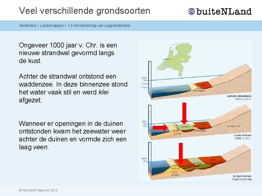 Veel verschillende grondsoorten Nederland > Landschappen > 1. 6 Het landschap van Laag-Nederland Ongeveer