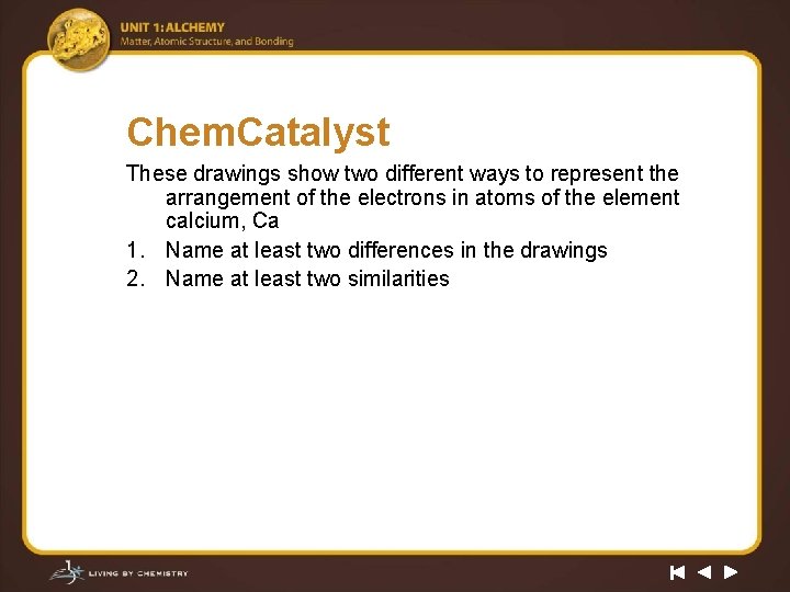 Chem. Catalyst These drawings show two different ways to represent the arrangement of the