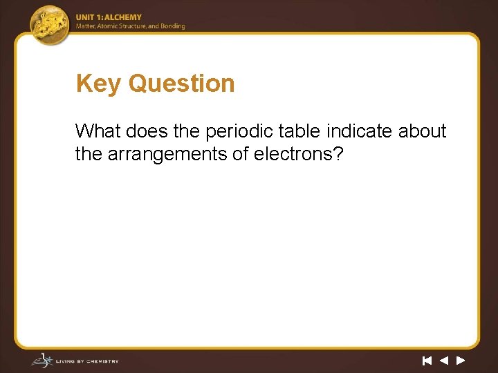 Key Question What does the periodic table indicate about the arrangements of electrons? 