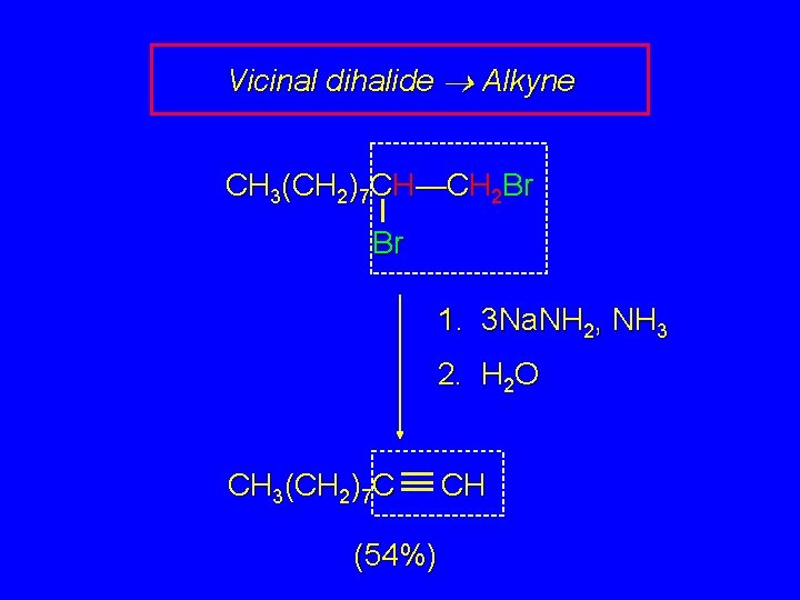 Vicinal dihalide Alkyne CH 3(CH 2)7 CH—CH 2 Br Br 1. 3 Na. NH