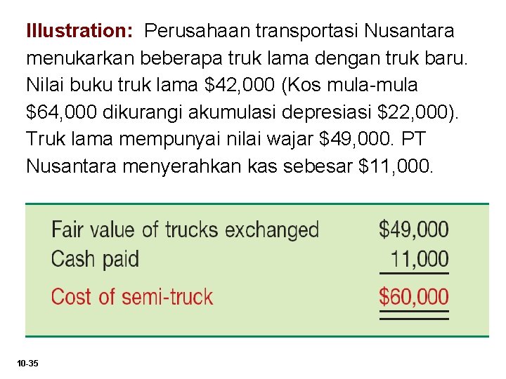 Illustration: Perusahaan transportasi Nusantara menukarkan beberapa truk lama dengan truk baru. Nilai buku truk Illustration: Perusahaan transportasi Nusantara menukarkan beberapa truk lama dengan truk baru. Nilai buku truk