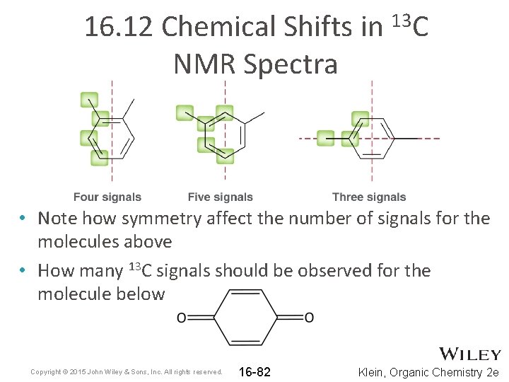 16. 12 Chemical Shifts in 13 C NMR Spectra • Note how symmetry affect 16. 12 Chemical Shifts in 13 C NMR Spectra • Note how symmetry affect