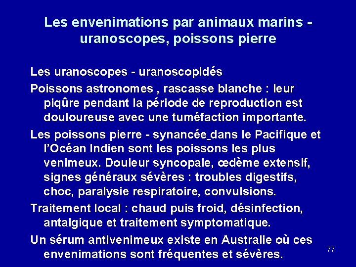 Les envenimations par animaux marins - uranoscopes, poissons pierre Les uranoscopes - uranoscopidés Poissons