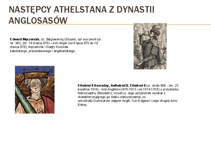 NASTĘPCY ATHELSTANA Z DYNASTII ANGLOSASÓW Edward Męczennik, cs. Błagowiernyj Eduard, car muczenik (ur. ok.