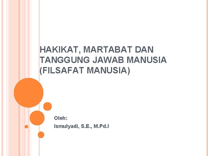 HAKIKAT, MARTABAT DAN TANGGUNG JAWAB MANUSIA (FILSAFAT MANUSIA) Oleh: Ismulyadi, S. E. , M.