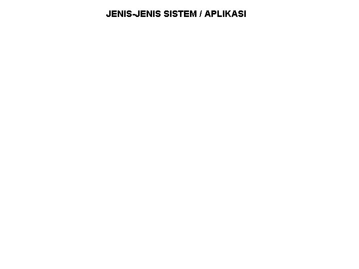 JENIS-JENIS SISTEM / APLIKASI 