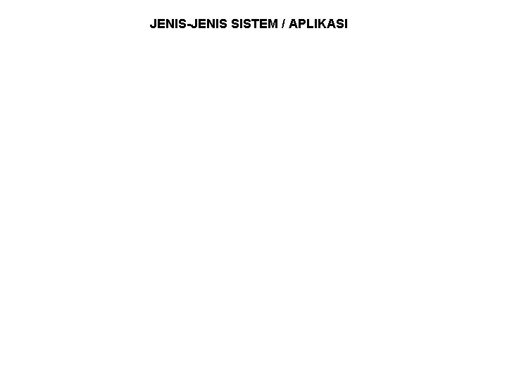 JENIS-JENIS SISTEM / APLIKASI 