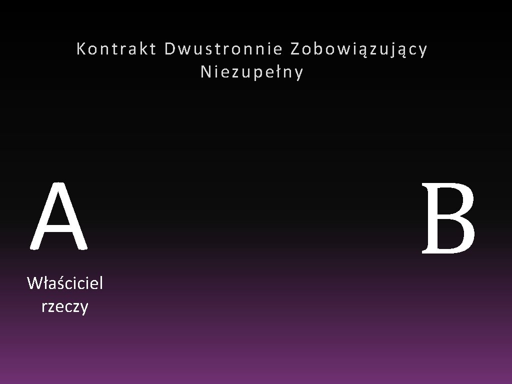 Kontrakt Dwustronnie Zobowiązujący Niezupełny A Właściciel rzeczy B Kontrakt Dwustronnie Zobowiązujący Niezupełny A Właściciel rzeczy B