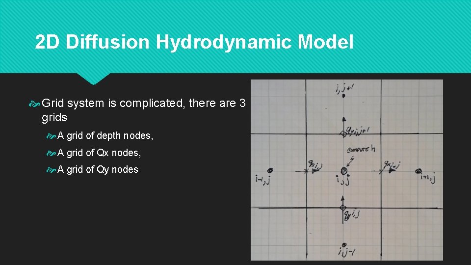 2 D Diffusion Hydrodynamic Model Grid system is complicated, there are 3 grids A