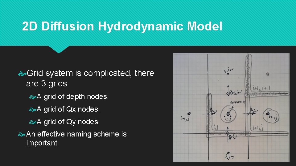 2 D Diffusion Hydrodynamic Model Grid system is complicated, there are 3 grids A