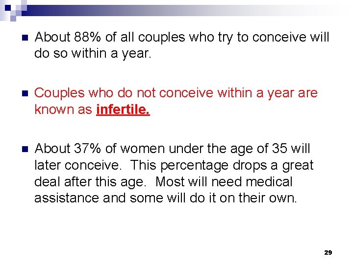 n About 88% of all couples who try to conceive will do so within n About 88% of all couples who try to conceive will do so within