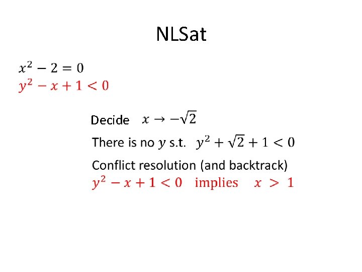 NLSat Decide NLSat Decide
