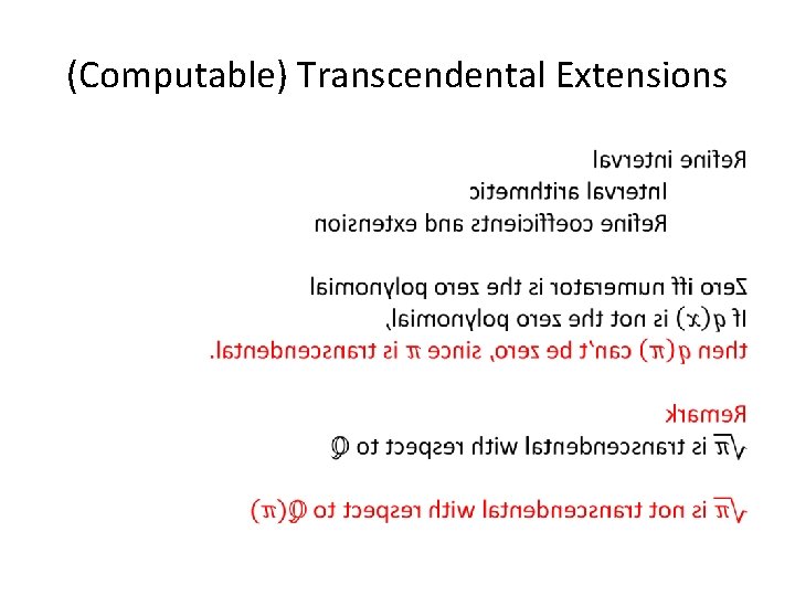 (Computable) Transcendental Extensions (Computable) Transcendental Extensions