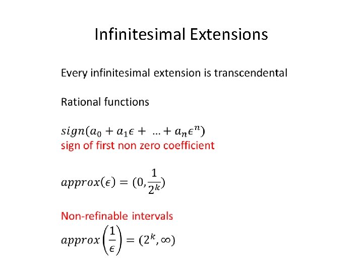 Infinitesimal Extensions Infinitesimal Extensions