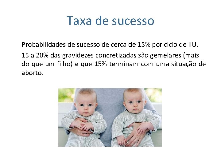 Taxa de sucesso Probabilidades de sucesso de cerca de 15% por ciclo de IIU.