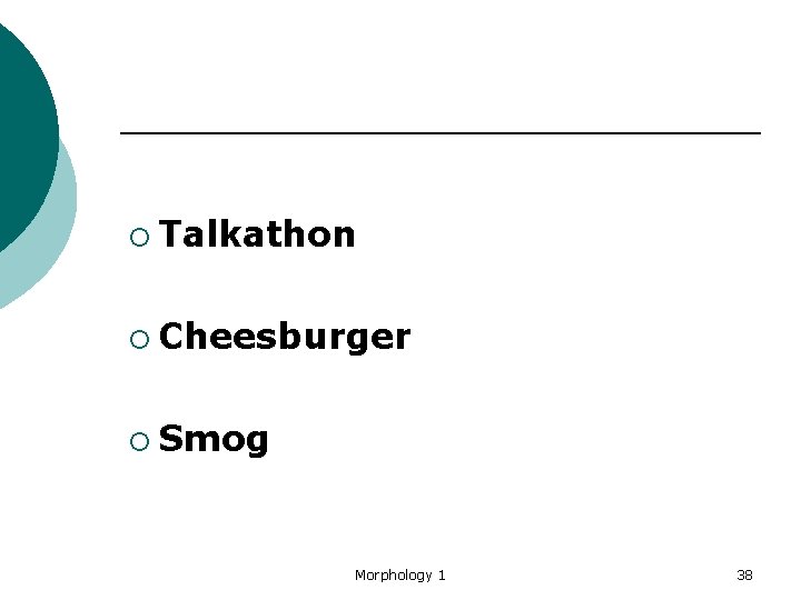 ¡ Talkathon ¡ Cheesburger ¡ Smog Morphology 1 38 