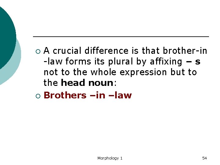 A crucial difference is that brother-in -law forms its plural by affixing – s