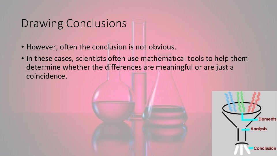 Drawing Conclusions • However, often the conclusion is not obvious. • In these cases,