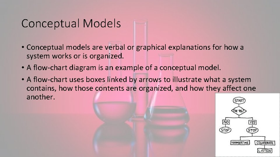 Conceptual Models • Conceptual models are verbal or graphical explanations for how a system