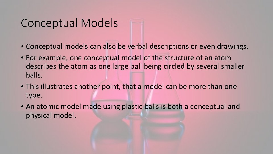 Conceptual Models • Conceptual models can also be verbal descriptions or even drawings. •