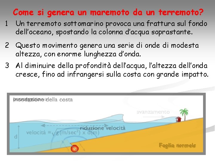 Come si genera un maremoto da un terremoto? 1 Un terremoto sottomarino provoca una