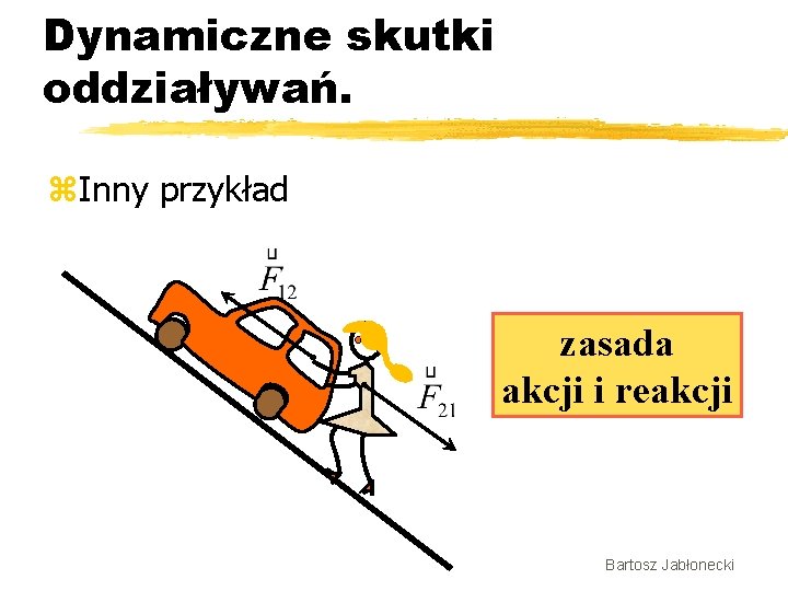 Dynamiczne skutki oddziaływań. z. Inny przykład zasada akcji i reakcji Bartosz Jabłonecki 