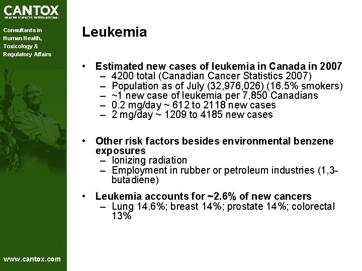 Consultants in Human Health, Toxicology & Regulatory Affairs Leukemia • Estimated new cases of Consultants in Human Health, Toxicology & Regulatory Affairs Leukemia • Estimated new cases of
