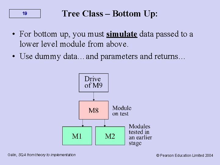 19 Tree Class – Bottom Up: • For bottom up, you must simulate data