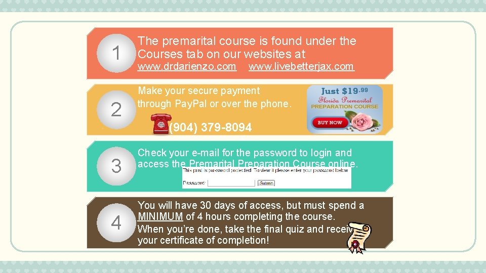  • 1 • • The premarital course is found under the Courses tab