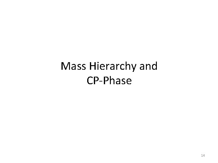 Mass Hierarchy and CP-Phase 14 