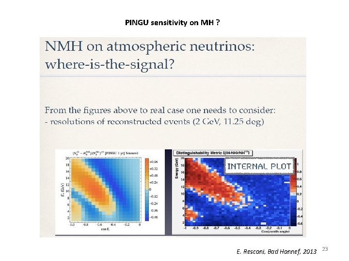 PINGU sensitivity on MH ? E. Resconi, Bad Honnef, 2013 23 