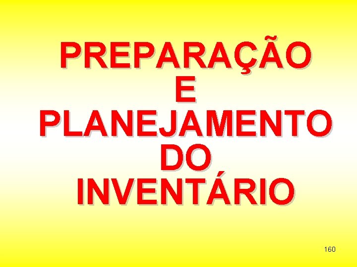 PREPARAÇÃO E PLANEJAMENTO DO INVENTÁRIO 160 