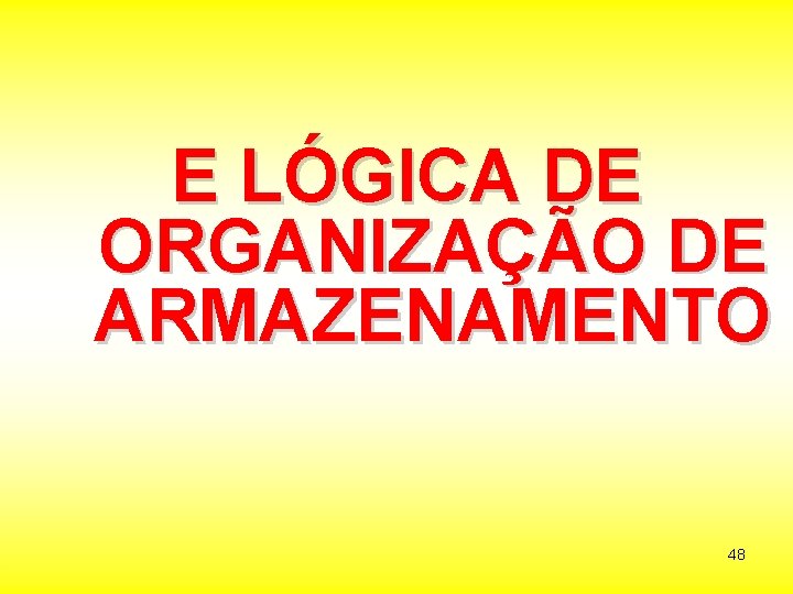 E LÓGICA DE ORGANIZAÇÃO DE ARMAZENAMENTO 48 