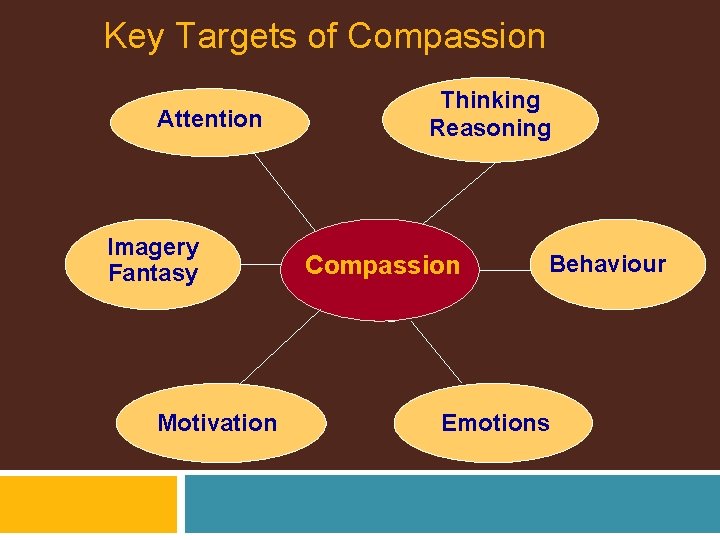 Key Targets of Compassion Attention Imagery Fantasy Motivation Thinking Reasoning Compassion Behaviour Emotions 