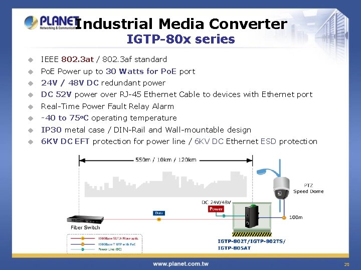 Industrial Media Converter IGTP-80 x series u IEEE 802. 3 at / 802. 3