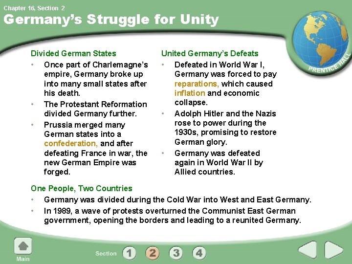 Chapter 16, Section 2 Germany’s Struggle for Unity Divided German States • Once part Chapter 16, Section 2 Germany’s Struggle for Unity Divided German States • Once part