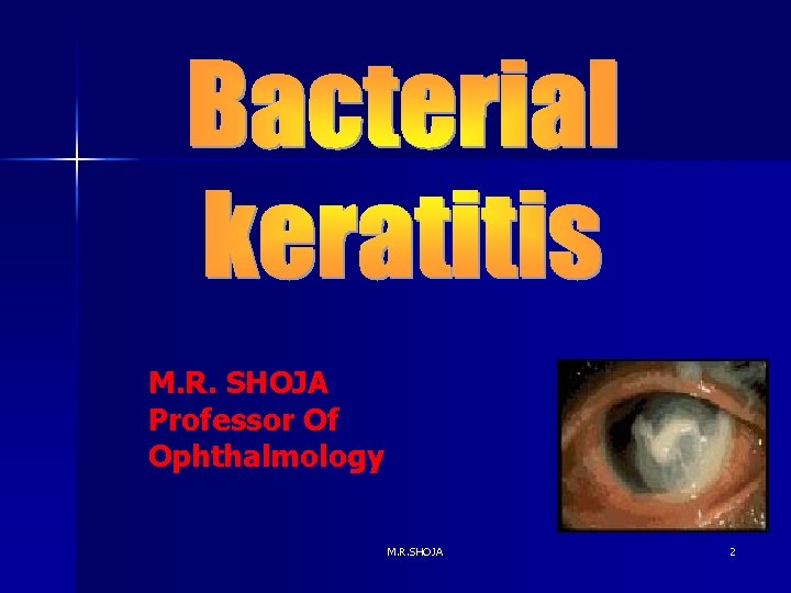 M. R. SHOJA Professor Of Ophthalmology M. R. SHOJA 2 