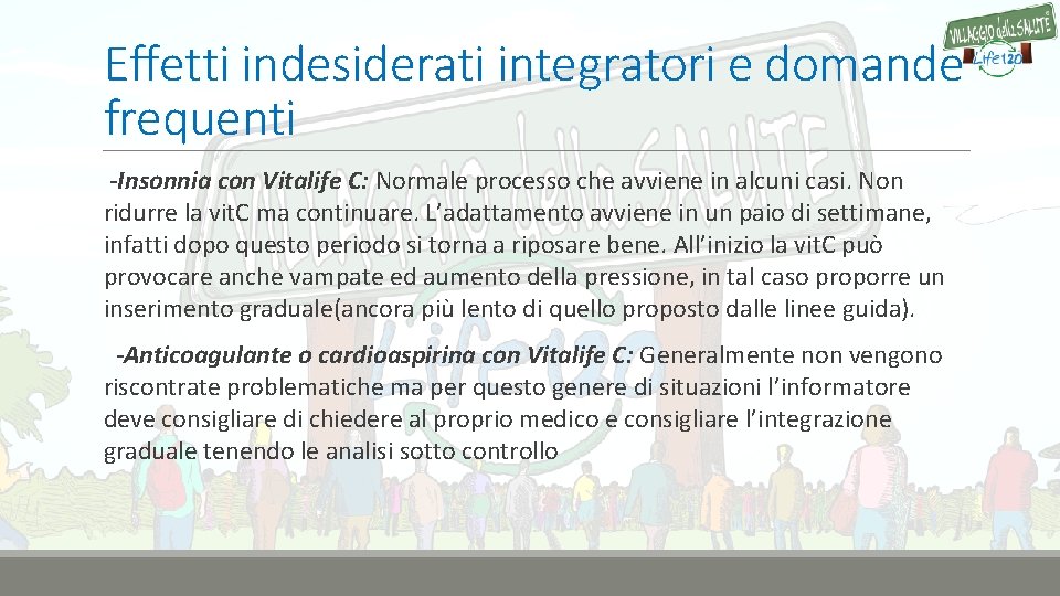 Effetti indesiderati integratori e domande frequenti -Insonnia con Vitalife C: Normale processo che avviene